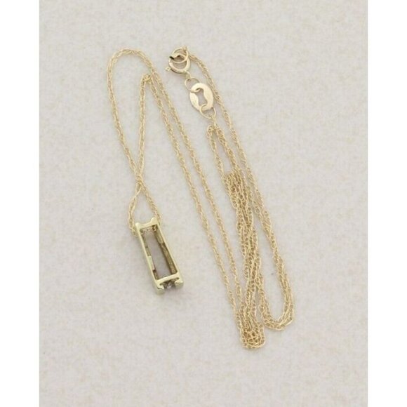 10k Yellow Gold Diamond Necklace 18" Chain - Picture 8 of 8